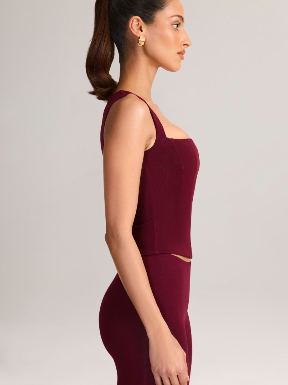 Oh Polly Modal Square-Neck Top in Wine Size XSXS - Picture 3 of 3